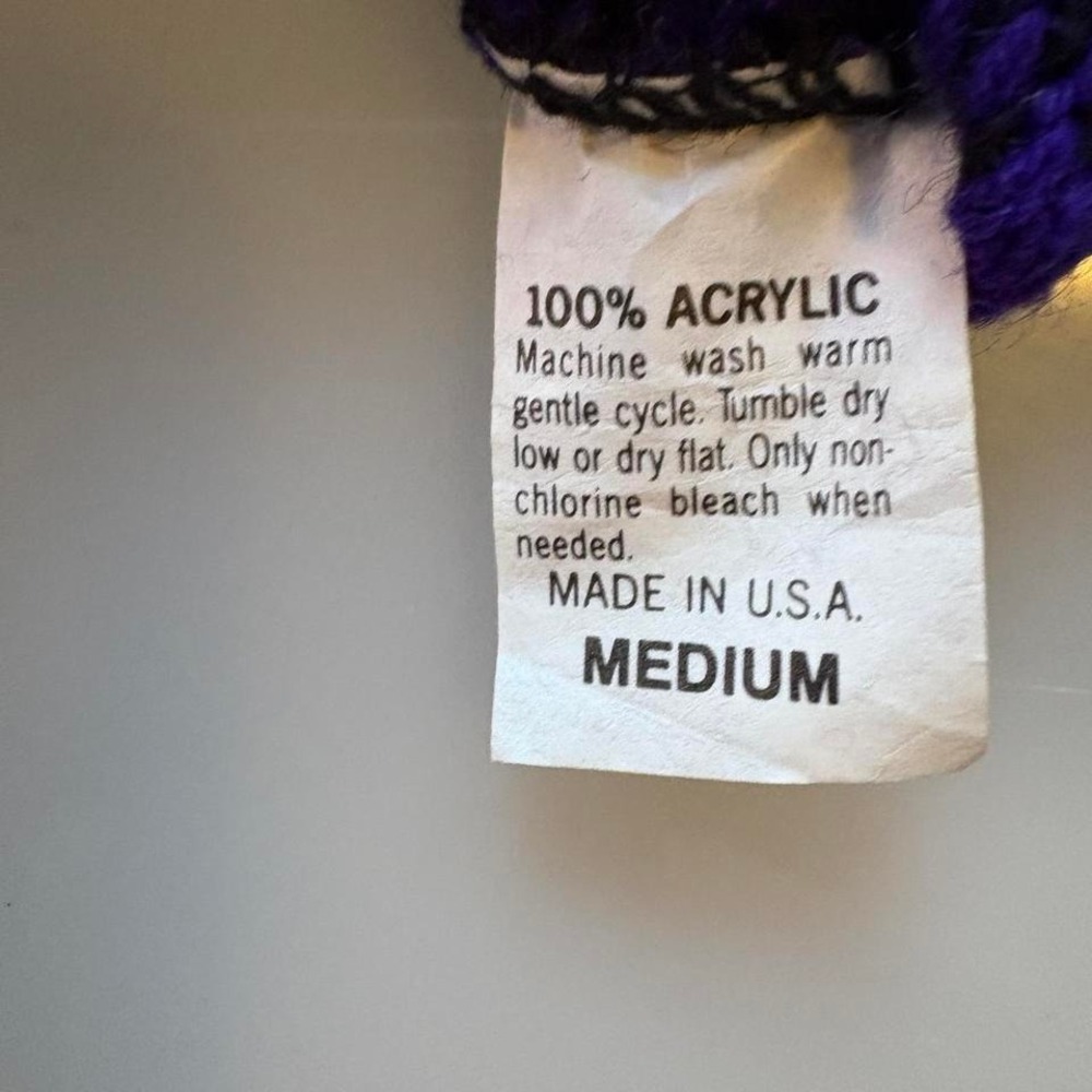 Vtg Patterned Cardigan Sweater Women's Buttons Purple Black 80s Bold Dopamine‎ M - Picture 5 of 8